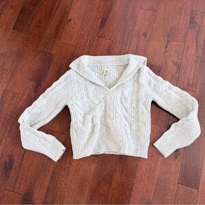 Jessica Simpson Cropped Cozy Cable Knit Sweater in Cream XS